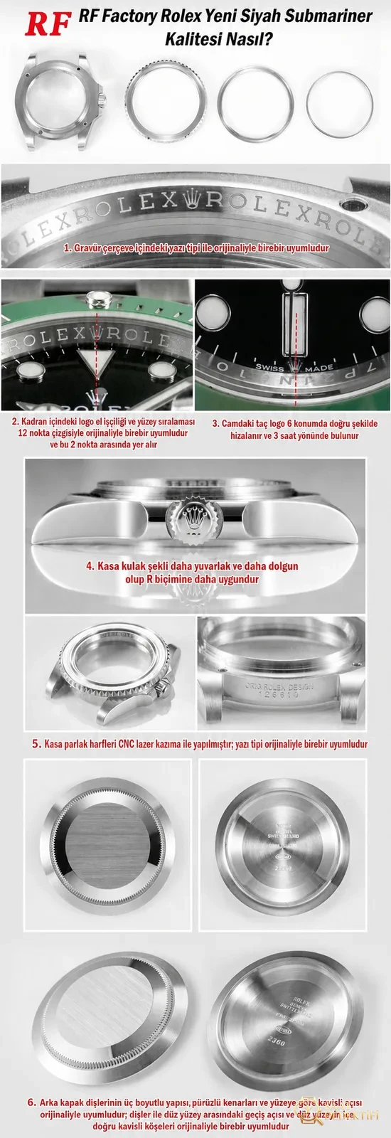 Gerçek-replika karşılaştırması: RF Factory Rolex yeni siyah Submariner