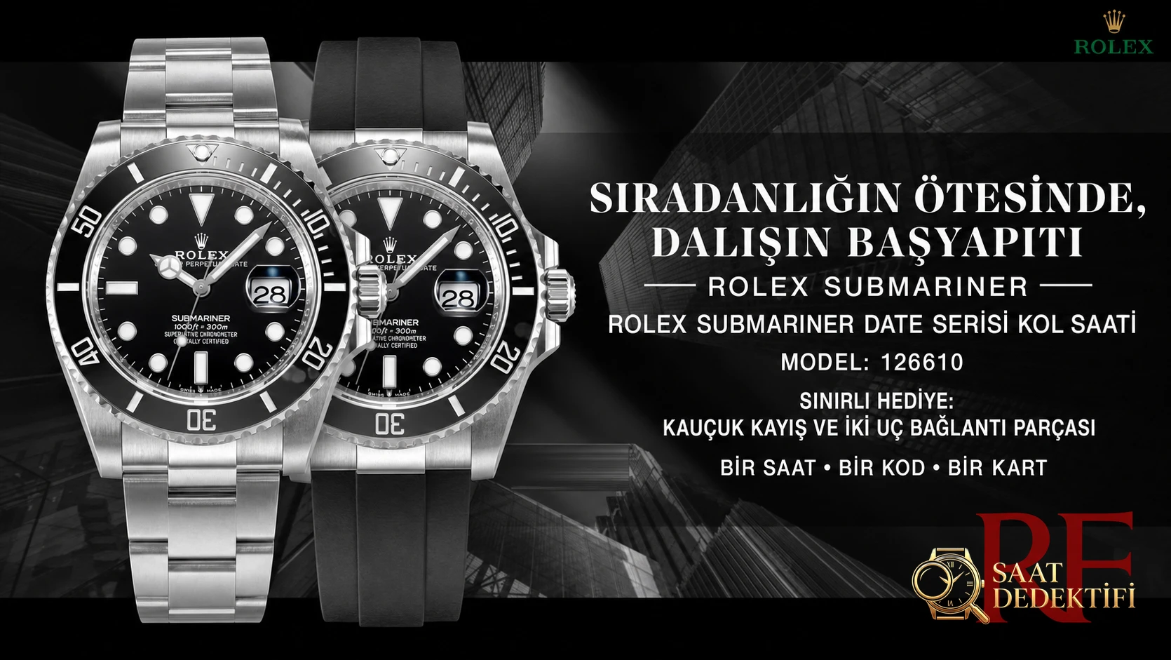 Gerçek-replika karşılaştırması: RF Factory Rolex yeni siyah Submariner