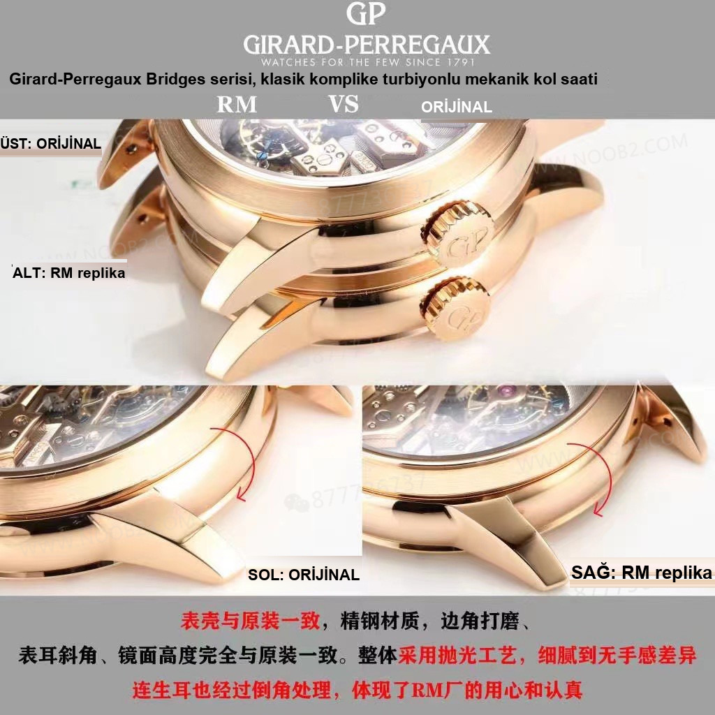 Gerçek-replika karşılaştırması: RM Factory Girard-Perregaux Bridges 99193 tourbillon replika saat incelemesi — 7. fotoğraf