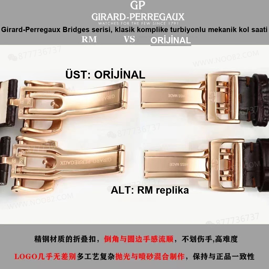 Gerçek-replika karşılaştırması: RM Factory Girard-Perregaux Bridges 99193 tourbillon replika saat incelemesi — 8. fotoğraf