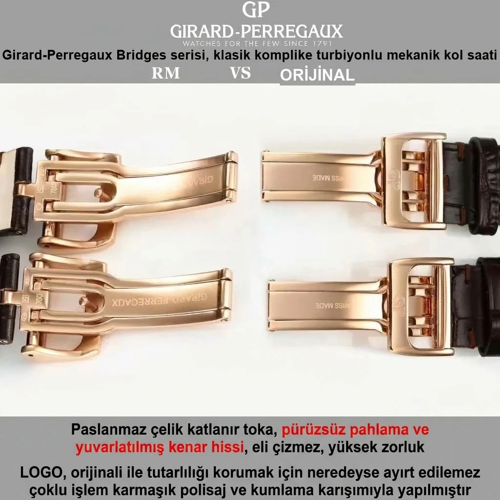 Gerçek-replika karşılaştırması: RM Factory Girard-Perregaux Bridges 99193 tourbillon replika saat incelemesi - Bilekte Duruş ve Kasa Orantısı