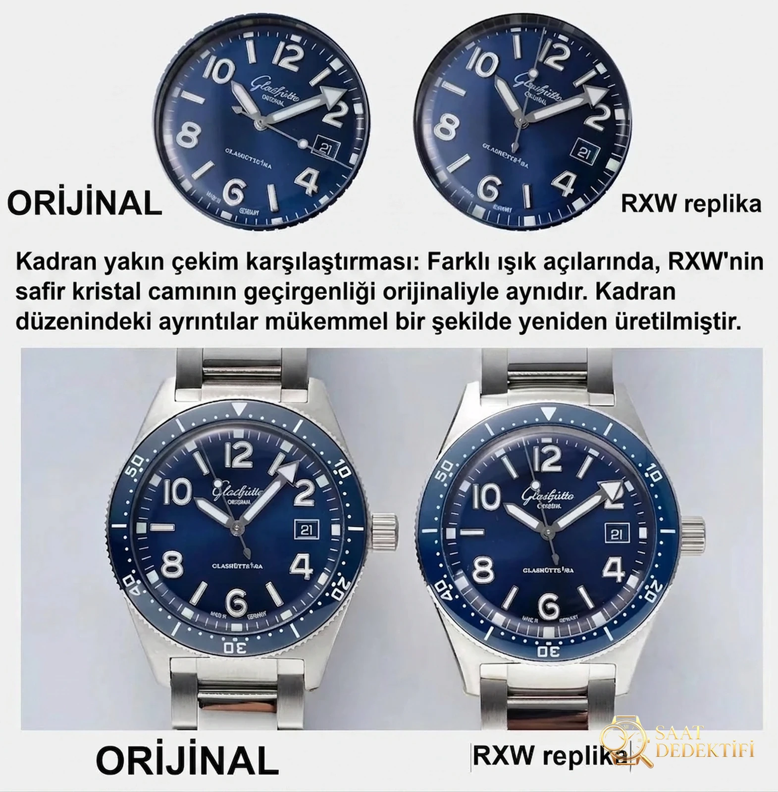 Gerçek-replika karşılaştırması: RXW Factory Glashütte Original açılım serisi, İsviçre SW200 mekanizmalı - Bilezik, Toka ve Klips Mekanizması