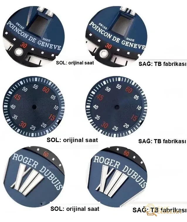 Gerçek-replika karşılaştırması: TBF Factory Roger Dubuis Excalibur serisi 0542 (0543) kol saati - Arka Kapak ve Mekanizma Detayı