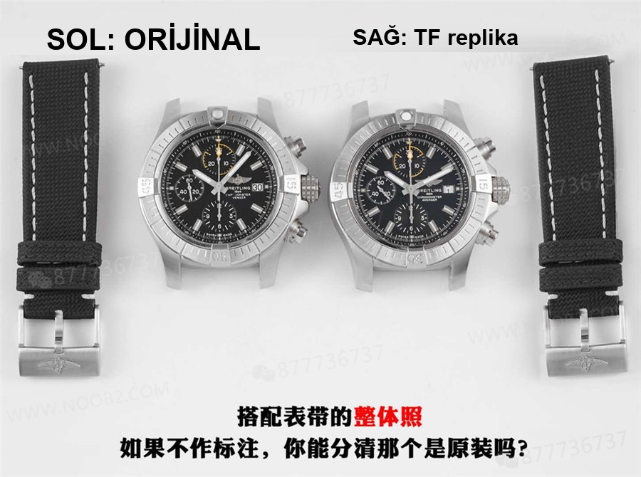 Gerçek-replika karşılaştırması: TF Factory Breitling Avenger Chronograph Night Mission serisi — 1. fotoğraf