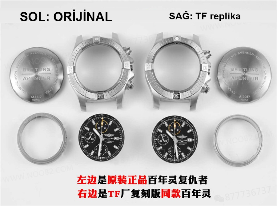Gerçek-replika karşılaştırması: TF Factory Breitling Avenger Chronograph Night Mission serisi — 7. fotoğraf