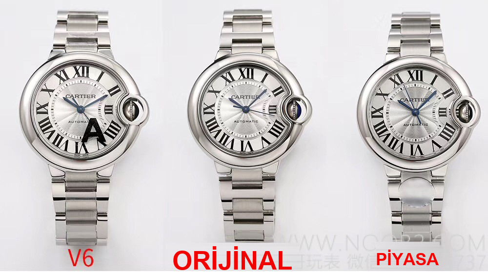 Gerçek-replika karşılaştırması: V6 Factory Cartier Ballon Bleu 33 mm — orijinal ile piyasa versiyonu karşıya, hangisi bir bakışta sahte belli oluyor? — 1. fotoğraf