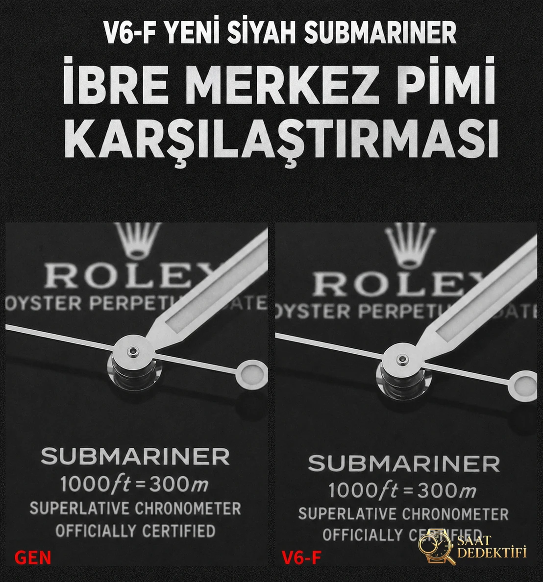 Gerçek-replika karşılaştırması: V6 Factory Rolex siyah Submariner 3135 mekanizması, orijinalle kıyaslandığında piyasa versiyonlarından hangi noktalarda daha iyi? - Bezel İçi Rehaut Gravürü ve Hizalaması