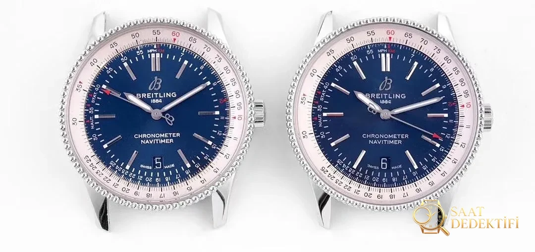 Gerçek-replika karşılaştırması: V7 Breitling Navitimer 1 orijinal SW200 mekanizmalı saat incelemesi - Makro Kadran ve İndeks İşçiliği