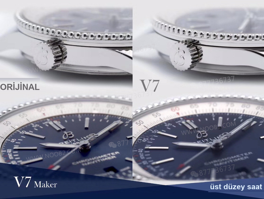Gerçek-replika karşılaştırması: V7 Breitling Navitimer 1 orijinal SW200 mekanizmalı saat incelemesi — 7. fotoğraf