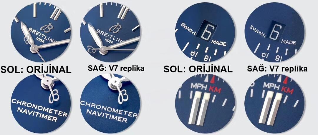Gerçek-replika karşılaştırması: V7 Breitling Navitimer 1 orijinal SW200 mekanizmalı saat incelemesi — 9. fotoğraf