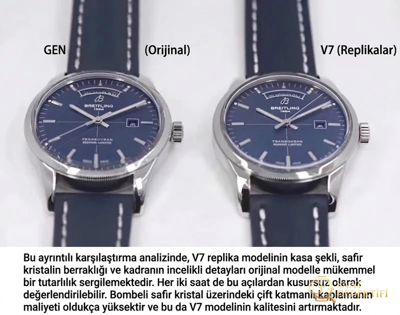 Gerçek-replika karşılaştırması: V7 Factory Breitling Transocean serisi haftalık takvimli klasik saat nasıl? - Bilezik, Toka ve Klips Mekanizması