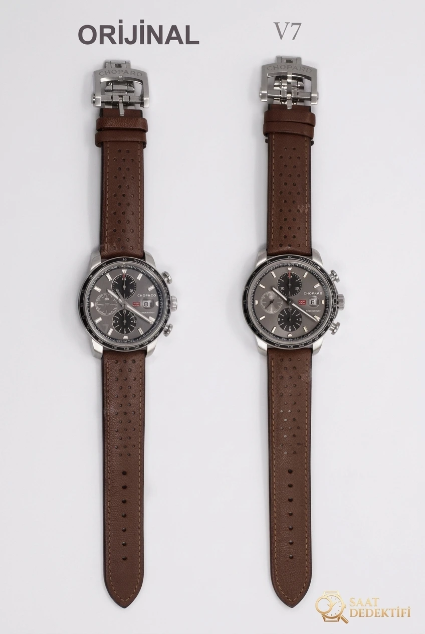 Gerçek-replika karşılaştırması: V7 Factory Chopard Classic Racing serisi 168571-3004 kronograf saatin işçiliği iyi mi? - Kadran Detayı ve Bezel İşçiliği
