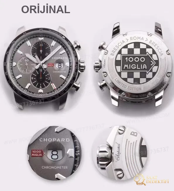 Gerçek-replika karşılaştırması: V7 Factory Chopard Classic Racing serisi 168571-3004 kronograf saatin işçiliği iyi mi? - Arka Kapak ve Mekanizma Detayı