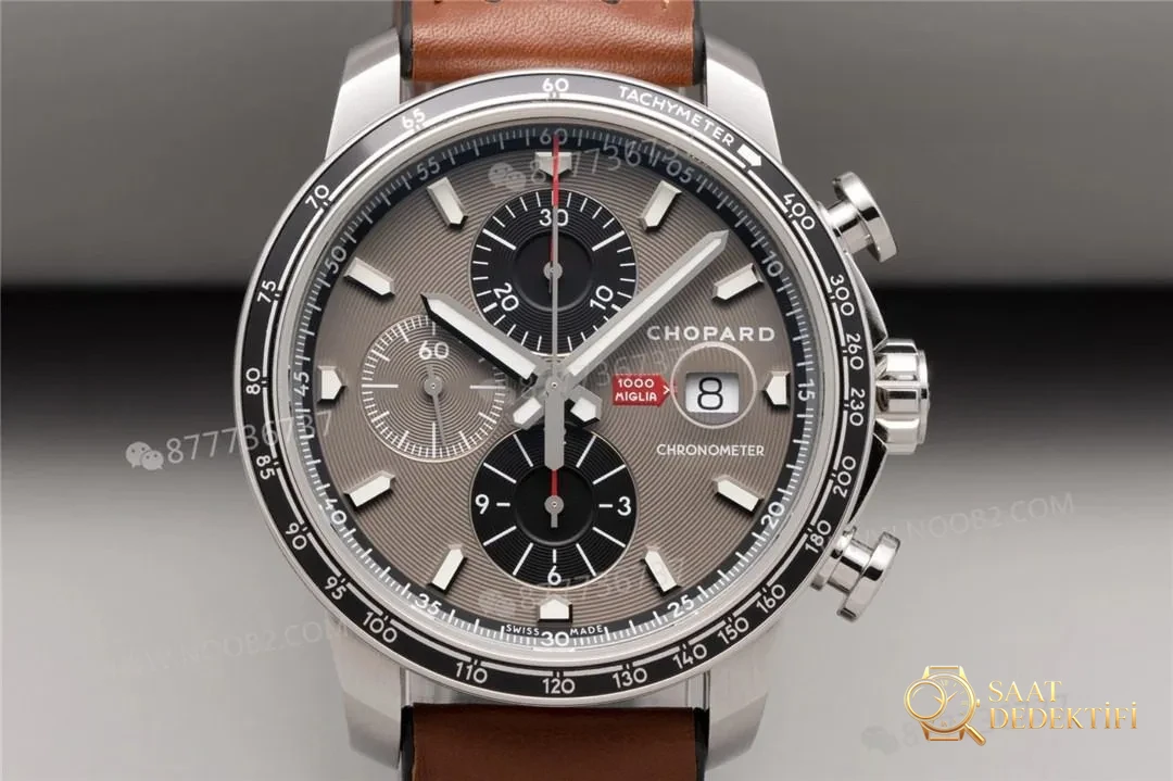 Gerçek-replika karşılaştırması: V7 Factory Chopard Classic Racing serisi 168571-3004 kronograf saatin işçiliği iyi mi? - Kurma Kolu Yivleri ve Tutuş Dokusu