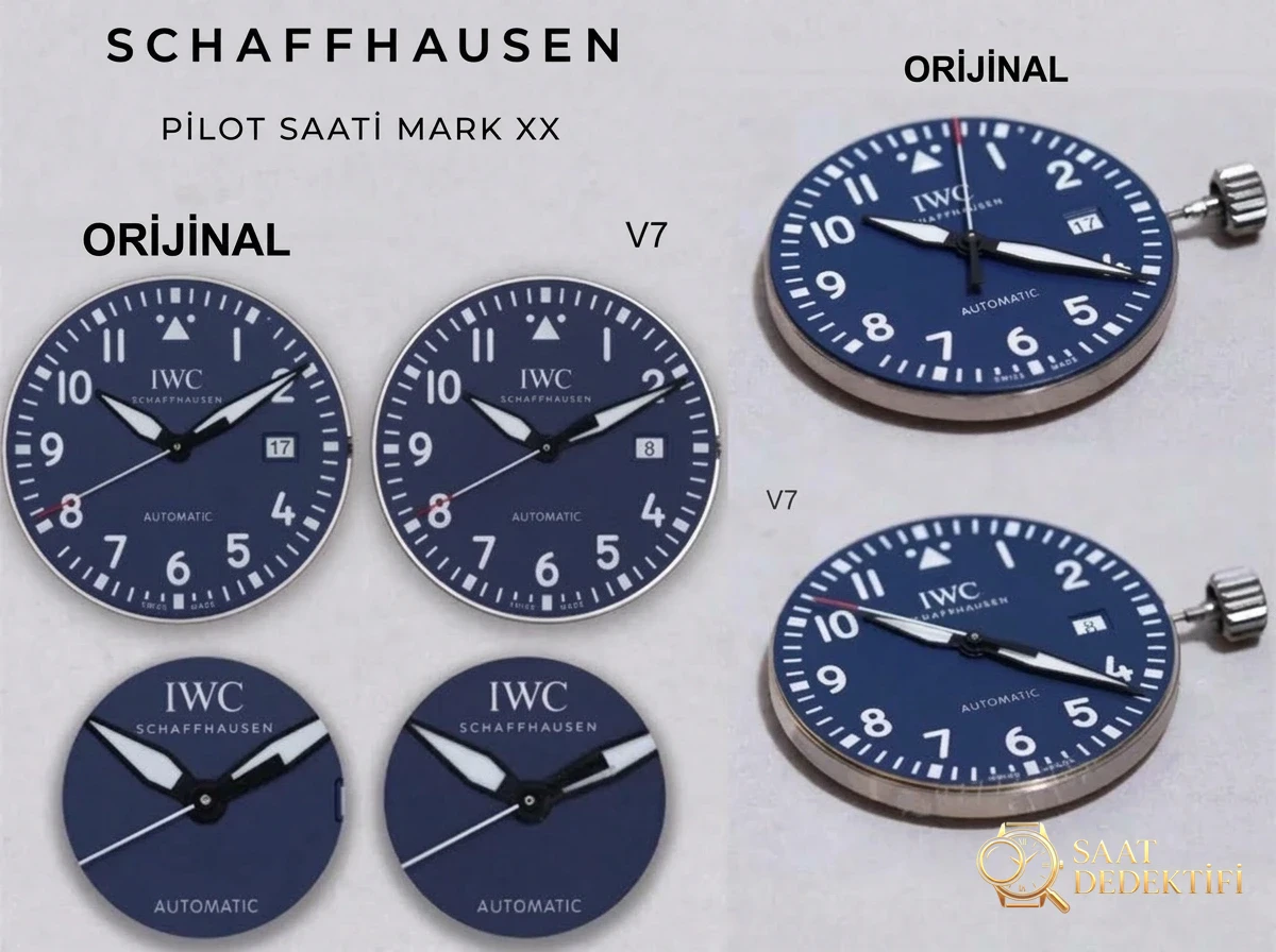 Gerçek-replika karşılaştırması: V7 Factory IWC Mark XVIII sisli mavi seramik IW328101 Laureus - Arka Kapak ve Mekanizma Detayı