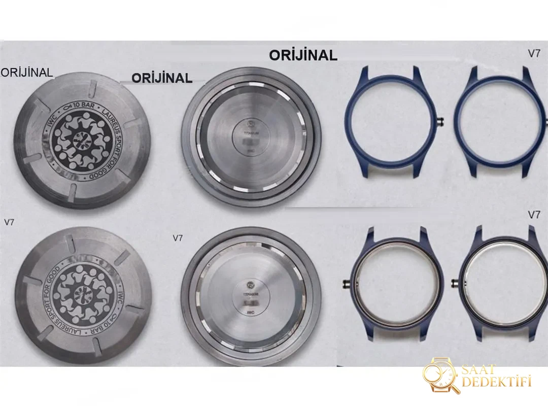 Gerçek-replika karşılaştırması: V7 Factory IWC Mark XVIII sisli mavi seramik IW328101 Laureus - Fosfor ve Super-LumiNova Gece Görünümü