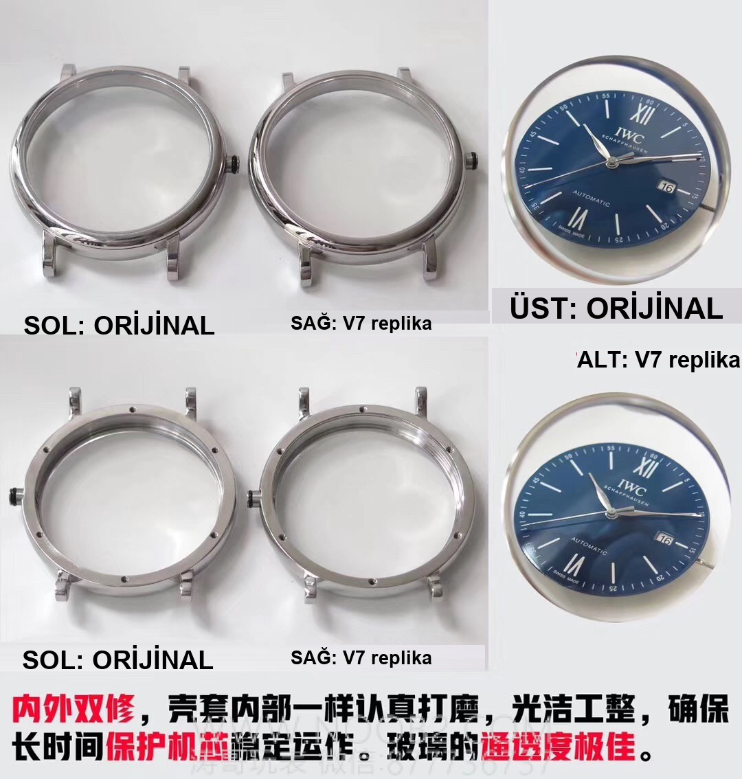 Gerçek-replika karşılaştırması: V7 Factory IWC Portofino 150. Yıl iw356518 orijinal İsviçre ETA2892 mekanizmalı replika saatin orijinalle karşılaştırmalı incelemesi — 6. fotoğraf