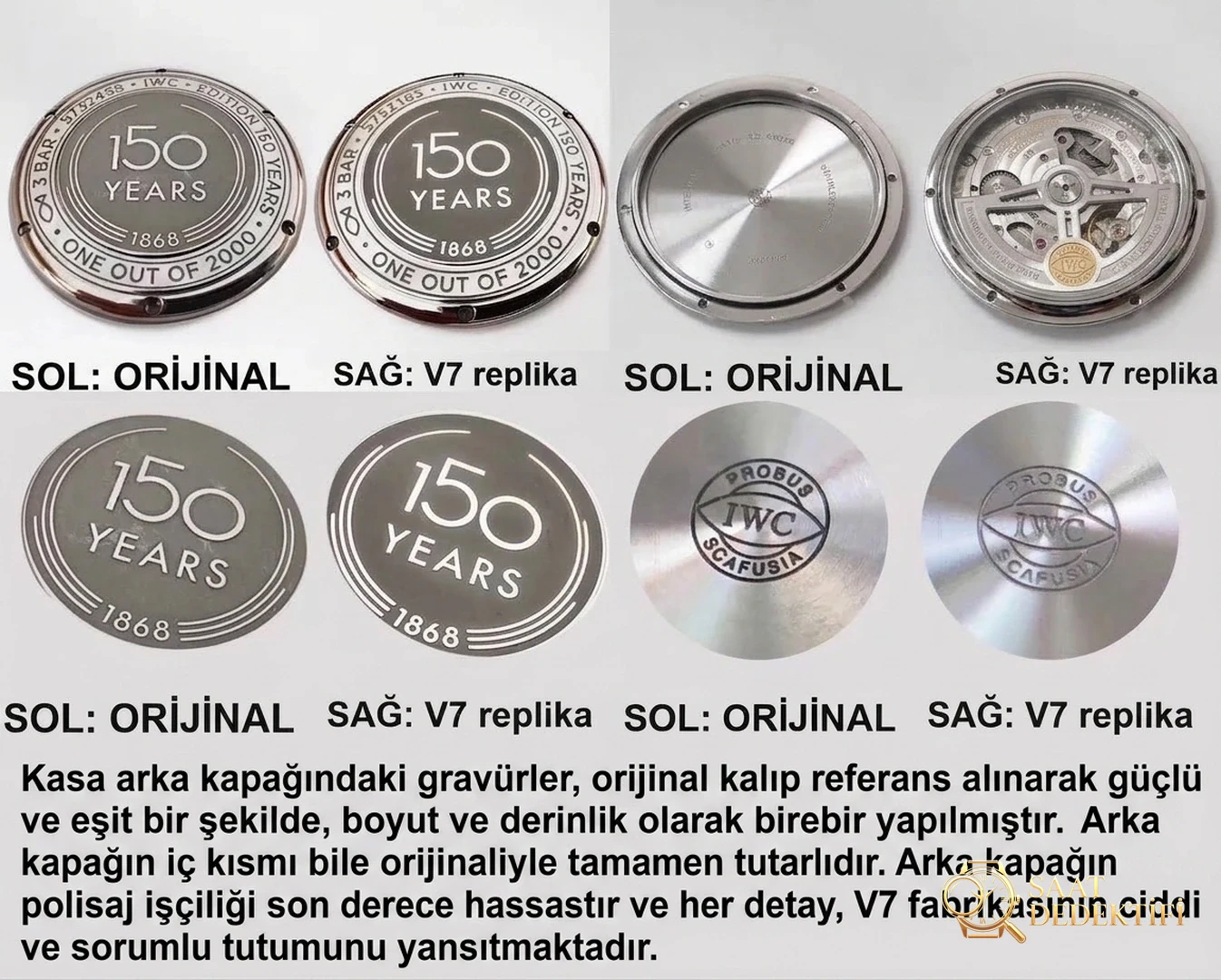 Gerçek-replika karşılaştırması: V7 Factory IWC Portofino 150. Yıl iw356518 orijinal İsviçre ETA2892 mekanizmalı replika saatin orijinalle karşılaştırmalı incelemesi - Klips Kilidi ve Lazer Damgalar