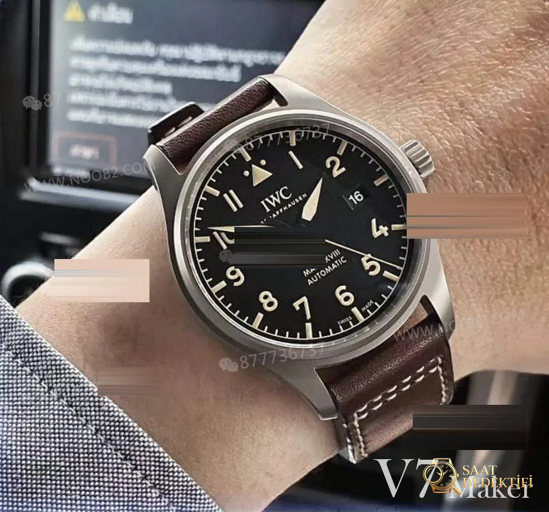 Gerçek-replika karşılaştırması: V7 Factory IWC titanyum kasa Mark XVIII IW327006 inceleme - Bezel Rakam Oyukları Platin Dolgusu