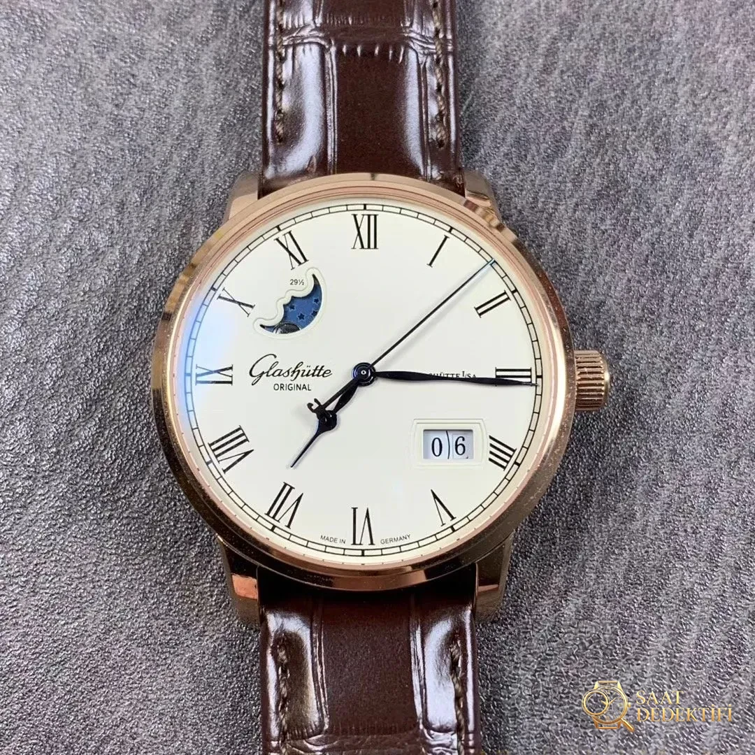 Gerçek-replika karşılaştırması: V9 Factory Glashütte Original Senator 1-36-04 çift atlamalı büyük tarih ay evreli saatini nasıl yapmış? - Kasa Profili ve Kurma Kolu İncelemesi