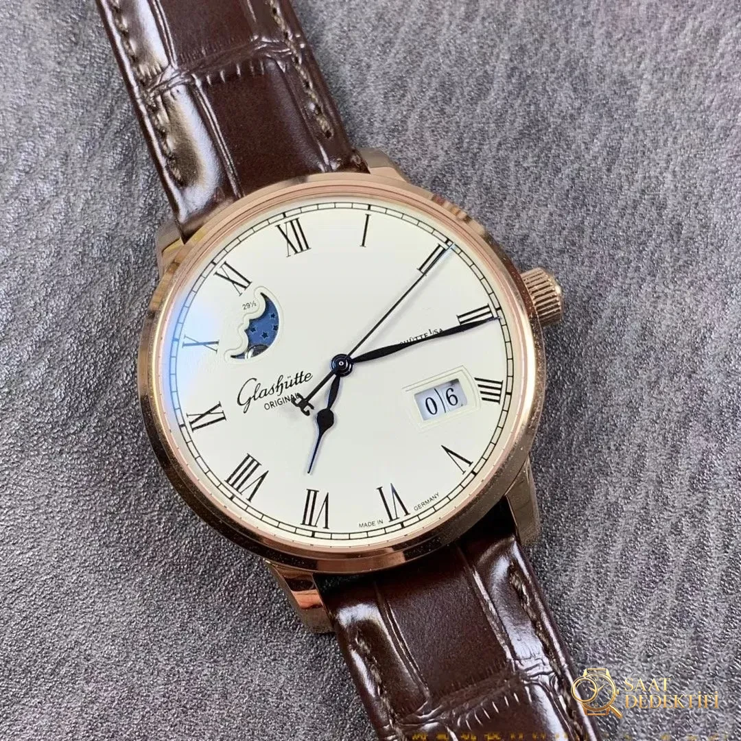Gerçek-replika karşılaştırması: V9 Factory Glashütte Original Senator 1-36-04 çift atlamalı büyük tarih ay evreli saatini nasıl yapmış? - Klips Kilidi ve Lazer Damgalar