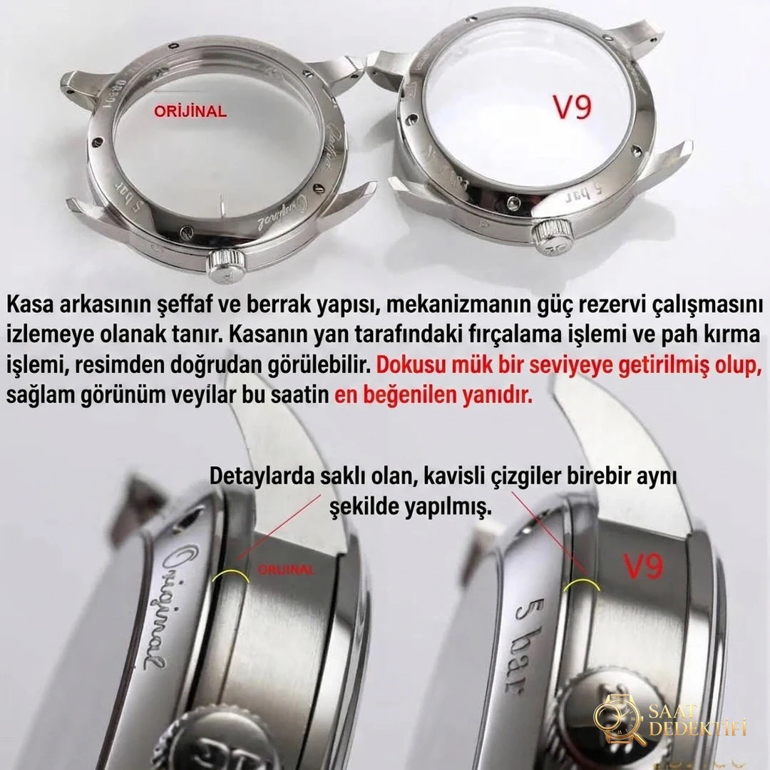 Gerçek-replika karşılaştırması: V9 Factory Glashütte Original Senator 1-36-04 çift atlamalı büyük tarih ay evreli saatini nasıl yapmış? - Kordon Dokusu ve Dikiş Detayları
