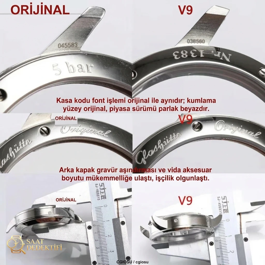 Gerçek-replika karşılaştırması: V9 Factory Glashütte Original Senator 1-36-04 çift atlamalı büyük tarih ay evreli saatini nasıl yapmış? - Makro Mekanizma Köprüleri ve Cenevre Çizgileri