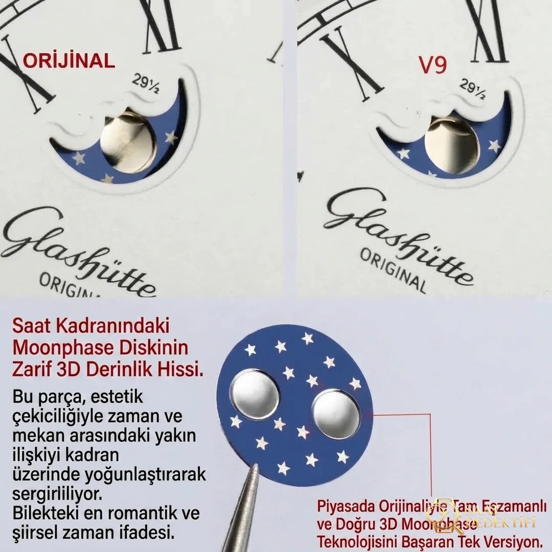 Gerçek-replika karşılaştırması: V9 Factory Glashütte Original Senator 1-36-04 çift atlamalı büyük tarih ay evreli saatini nasıl yapmış? - Balans Çarkı ve Zemberek Aksamı
