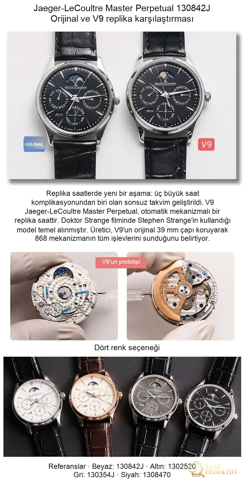 Vergleich der echten Replika: Bewertung der V9 Jaeger-LeCoultre Master-Replikuhr mit ewigem Kalender im Vergleich zum Original – Makro-Zifferblatt und Index-Verarbeitung