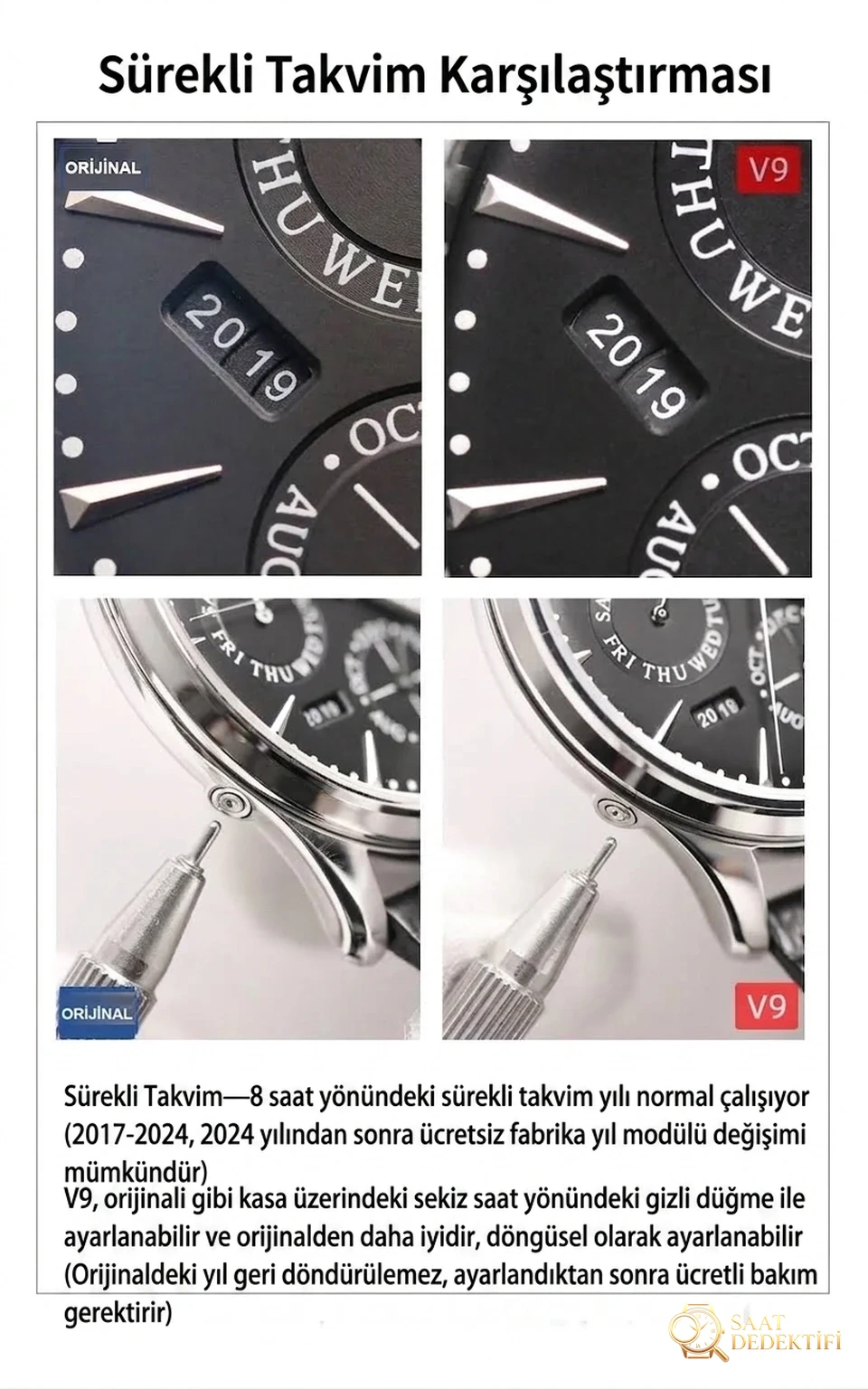 Vergleich mit echten Nachbildungen: Bewertung der Nachbildung der V9 Jaeger-LeCoultre Master mit ewigem Kalender im Vergleich zum Original – Position des Handgelenks und Gehäuseproportionen