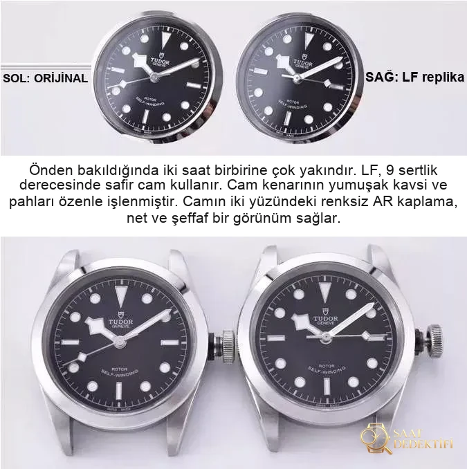 Gerçek-replika karşılaştırması ve inceleme: LF Factory Tudor Black Bay M79540 serisi 41 mm replika saat nasıl? - Makro Kadran ve İndeks İşçiliği