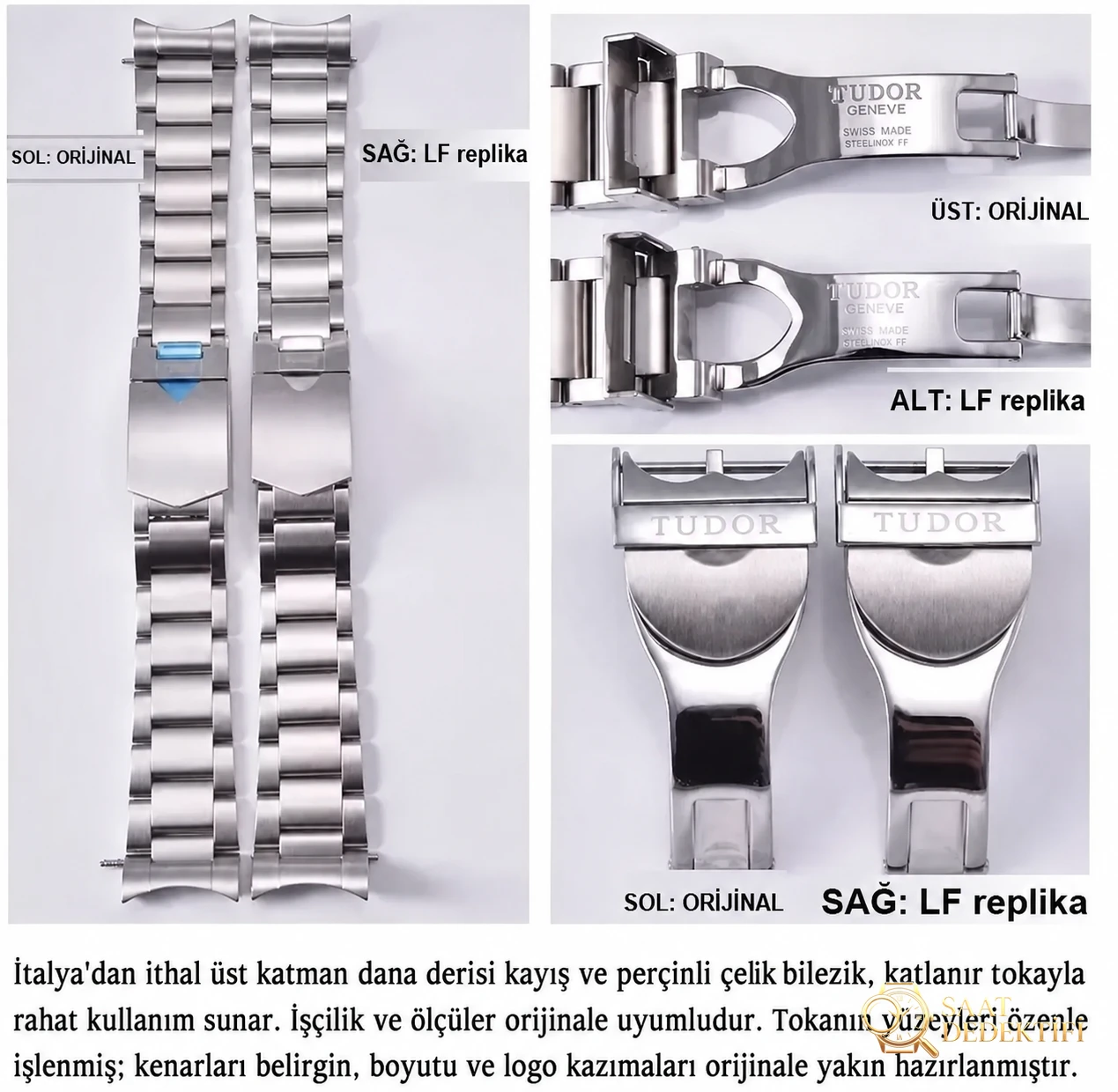 Gerçek-replika karşılaştırması ve inceleme: LF Factory Tudor Black Bay M79540 serisi 41 mm replika saat nasıl? - Yan Profil ve Kordon Bağlantısı