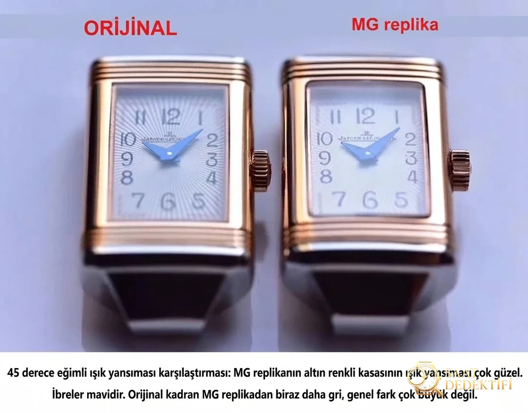 Gerçek-replika karşılaştırması ve orijinal inceleme: MG Factory Jaeger-LeCoultre Reverso serisi 3263520, İsviçre mekanizmalı bayan replika saat - Kasa Profili ve Kurma Kolu İncelemesi