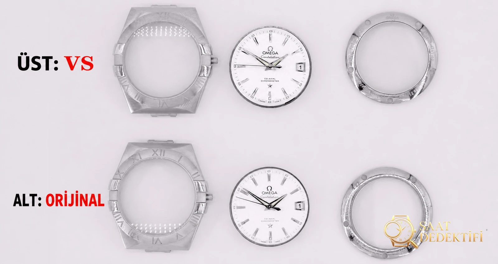 Gerçek-Replika Karşılaştırması: VS Factory Omega Constellation 2020 Yeni Renkli Kadran İncelemesi - Kasa Profili ve Kurma Kolu İncelemesi