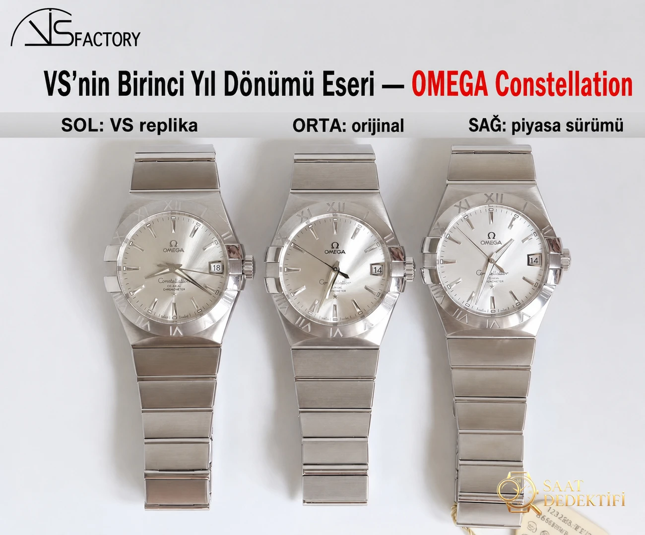 Gerçek-replika karşılaştırması: VS Factory Omega erkek Constellation kol saati piyasadaki versiyonlardan nasıl ayrılıyor? - Kadran Detayı ve Bezel İşçiliği