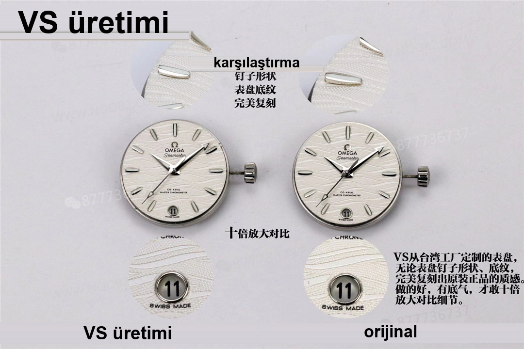 Gerçek-replika karşılaştırması: VS Factory Omega Seamaster 150 metre serisi kadın kol saati — 4. fotoğraf