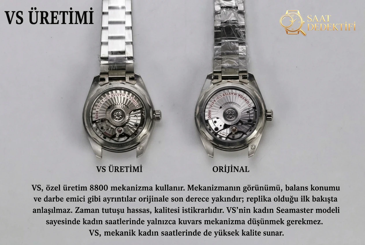 Gerçek-replika karşılaştırması: VS Factory Omega Seamaster 150 metre serisi kadın kol saati - Bilezik, Toka ve Klips Mekanizması