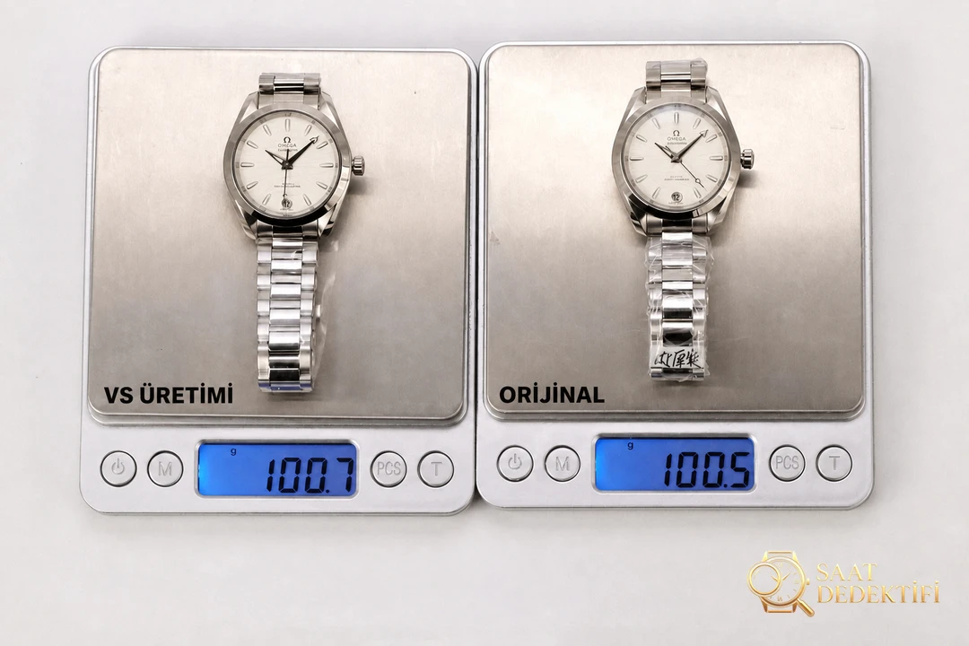 Gerçek-replika karşılaştırması: VS Factory Omega Seamaster 150 metre serisi kadın kol saati - Klips Kilidi ve Lazer Damgalar