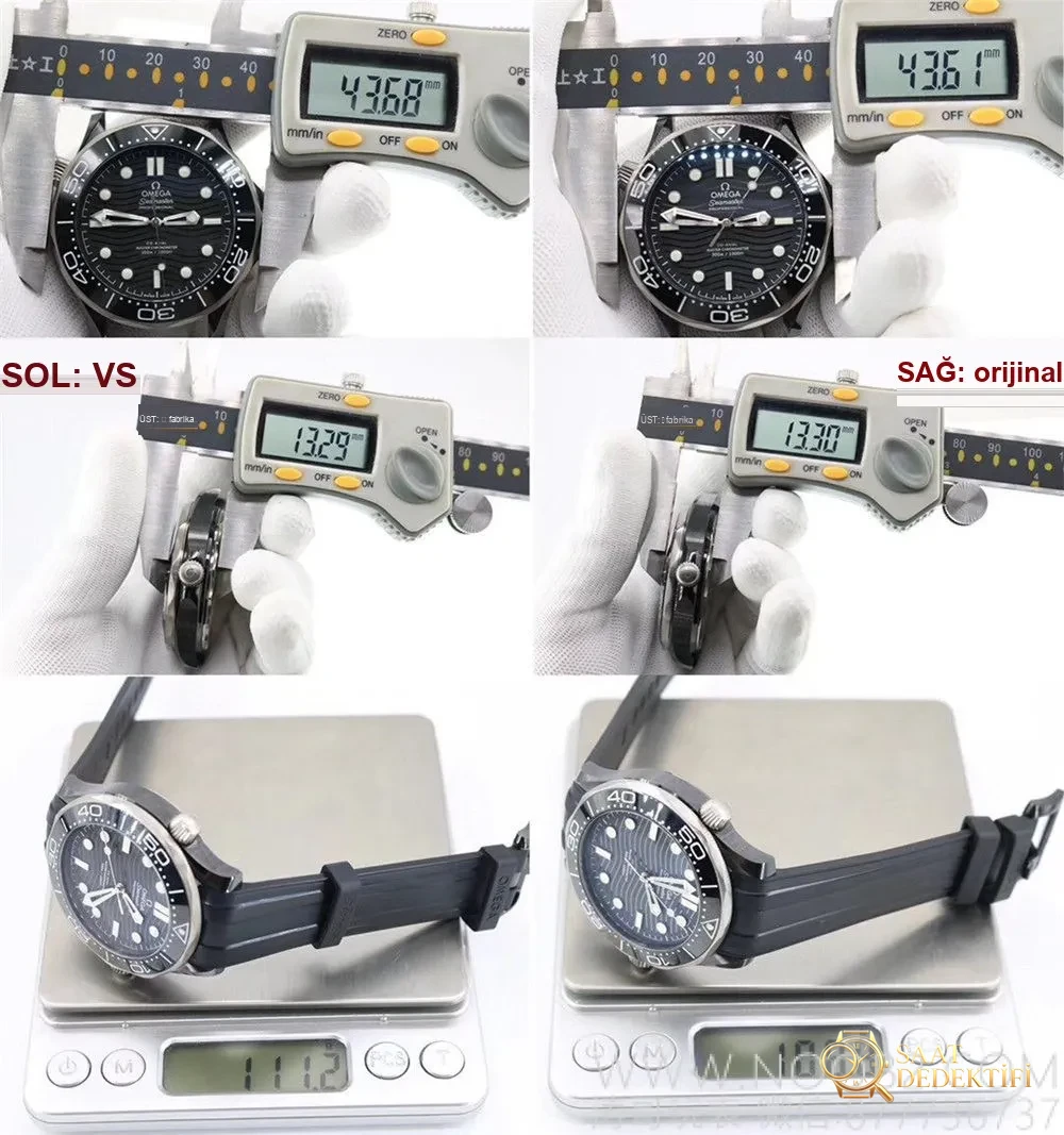 Gerçek-replika karşılaştırması: VS Factory Omega seramik-titanyum Seamaster 300m + naiad lock, orijinal ve piyasa versiyonuyla karşılaştırmalı dalış saati incelemesi - Bezel İçi Rehaut Gravürü ve Hizalaması