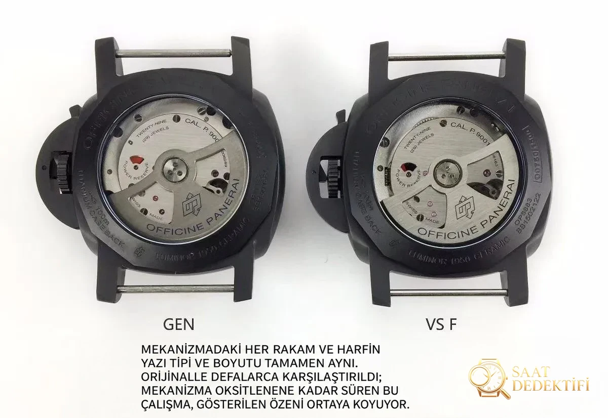 Gerçek-replika karşılaştırması: VS Factory Panerai PAM441 V2 versiyonunda kullanılan kendi üretimi Cal.P9001 mekanizmasının orijinaline kıyasla eksileri neler? - Yan Profil Kalınlık ve Ergonomik Kavis