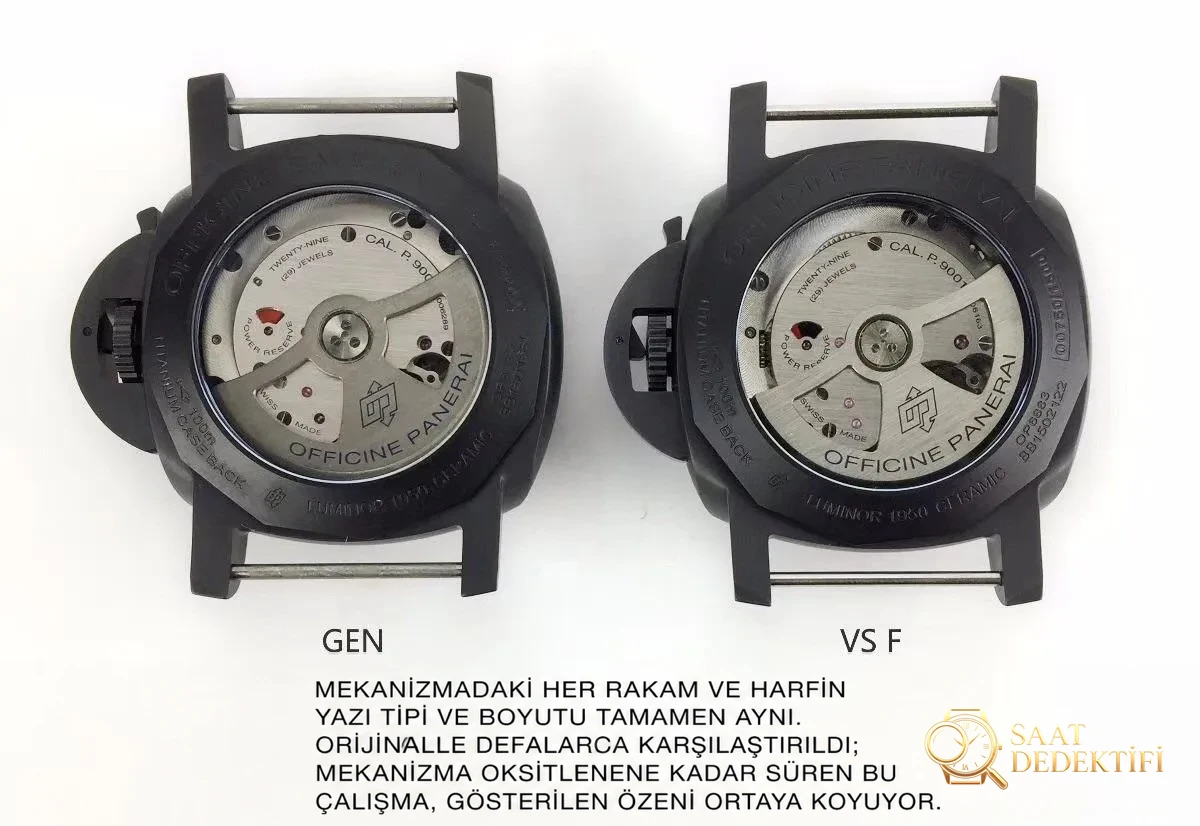 Gerçek-replika karşılaştırması: VS Factory Panerai PAM441 V2 versiyonunda kullanılan kendi üretimi Cal.P9001 mekanizmasının orijinaline kıyasla eksileri neler? - Klips Kilidi ve Lazer Damgalar
