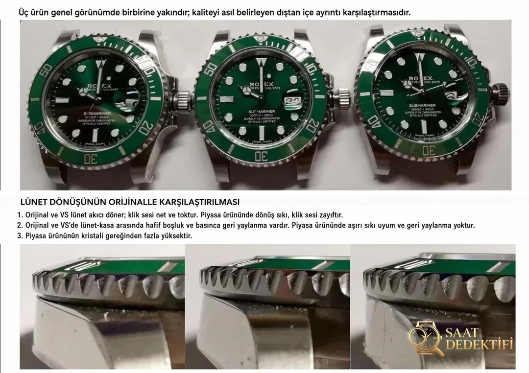 Gercek Replika Karsilastirmasi vs Factory Rolex Yesil Submariner En Yen... - Ön Görünüm ve Kasa Tasarımı