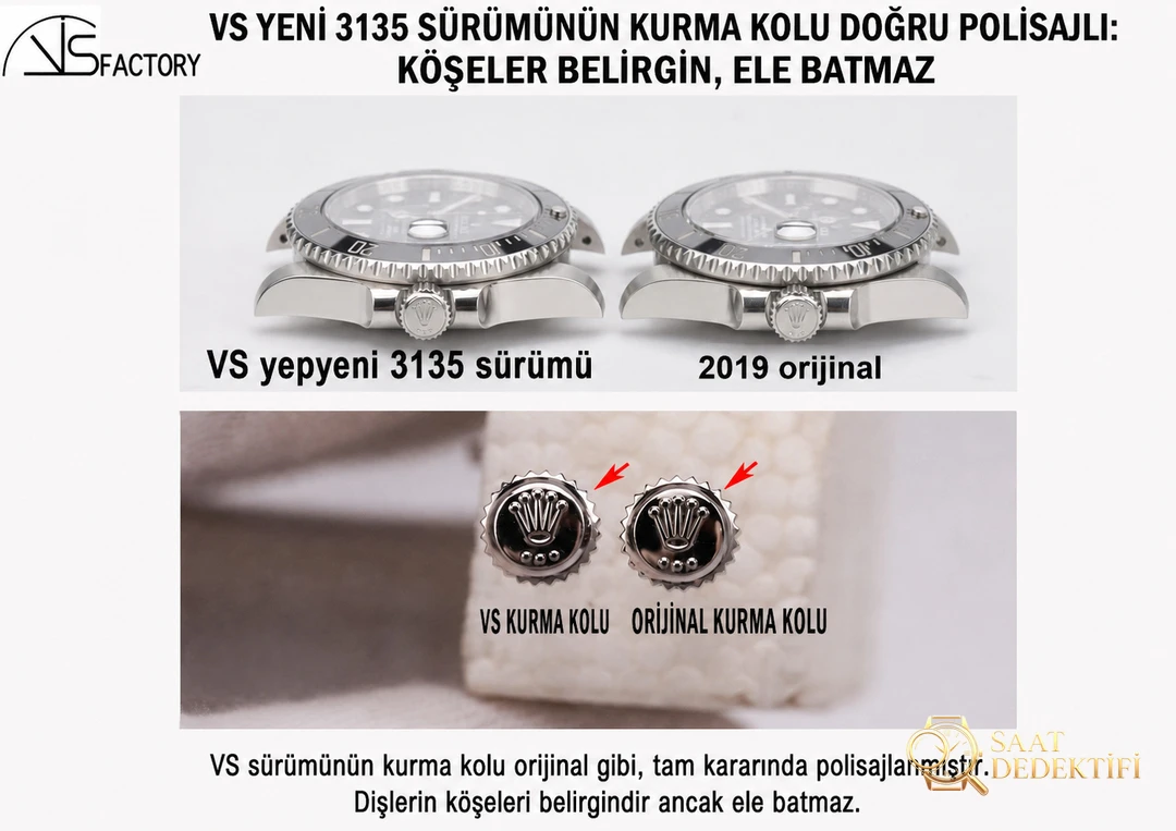 Gerçek-replika karşılaştırması: VS Factory yeni 3135 yeşil/siyah Submariner SUB saat incelemesi - Makro Kadran ve İndeks İşçiliği
