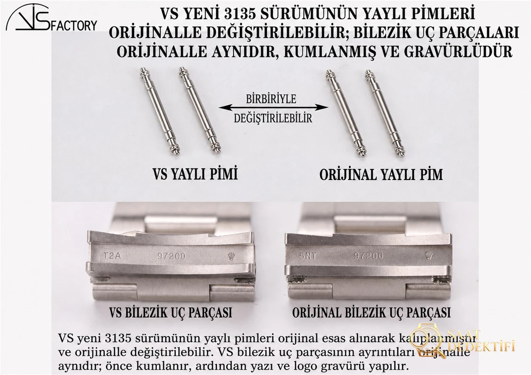 Gerçek-replika karşılaştırması: VS Factory yeni 3135 yeşil/siyah Submariner SUB saat incelemesi - Klips Kilidi ve Lazer Damgalar