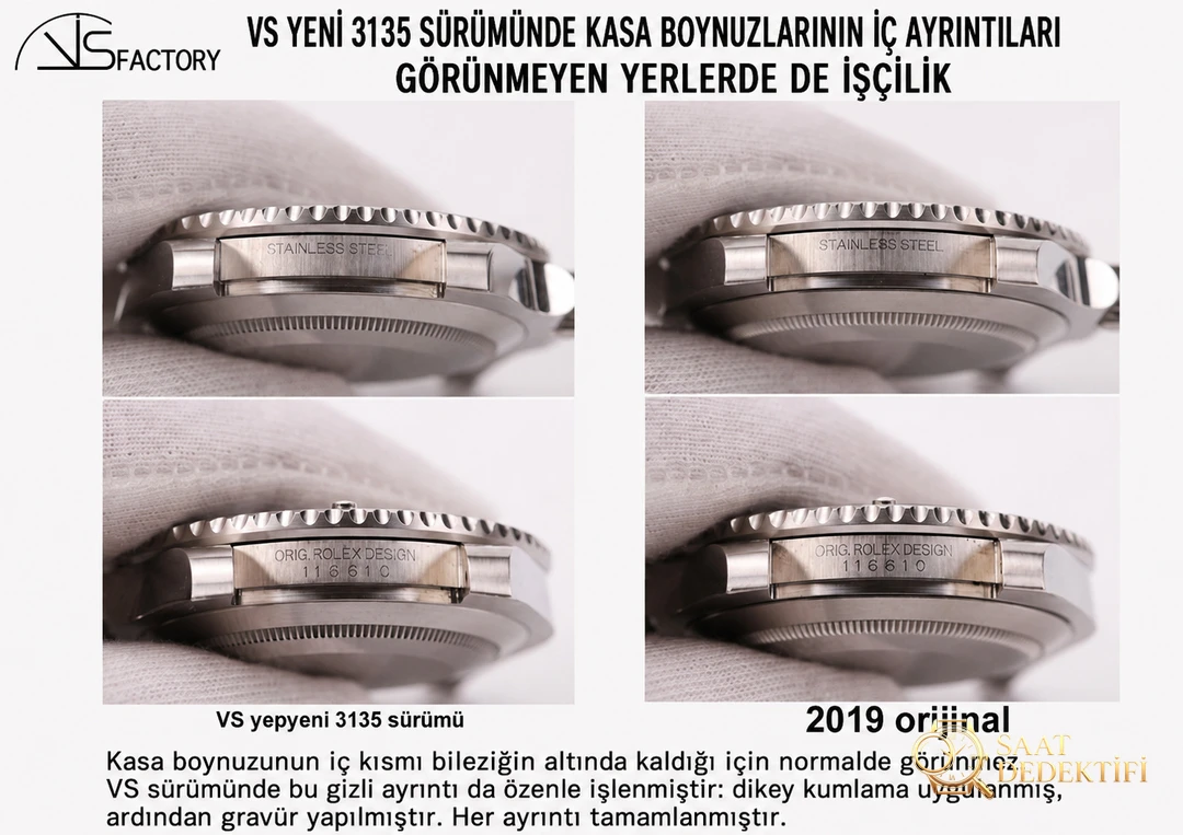 Gerçek-replika karşılaştırması: VS Factory yeni 3135 yeşil/siyah Submariner SUB saat incelemesi - Bilekte Duruş ve Kasa Orantısı