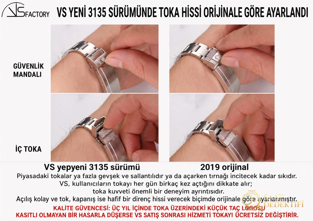 Gerçek-replika karşılaştırması: VS Factory yeni 3135 yeşil/siyah Submariner SUB saat incelemesi - Yan Profil ve Kordon Bağlantısı