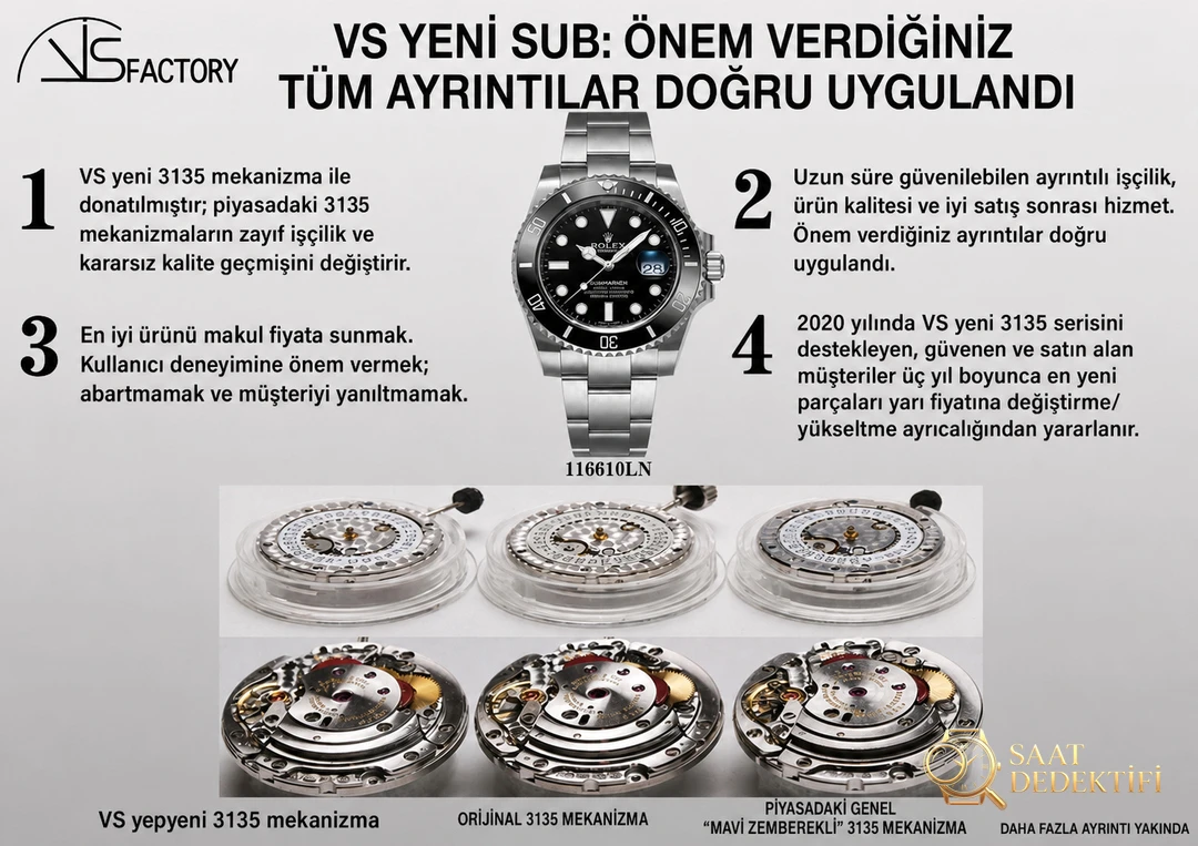 Gerçek-replika karşılaştırması: VS Factory yeni 3135 yeşil/siyah Submariner SUB saat incelemesi - Genel Açı ve Estetik Duruş