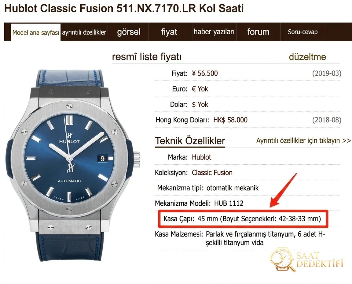 Gerçek-replika karşılaştırması: WWF Factory Hublot Classic Fusion serisi 511.NX.7170.LR 45 MM replika saat ile orijinalin karşılaştırmalı incelemesi - Kasa Profili ve Kurma Kolu İncelemesi