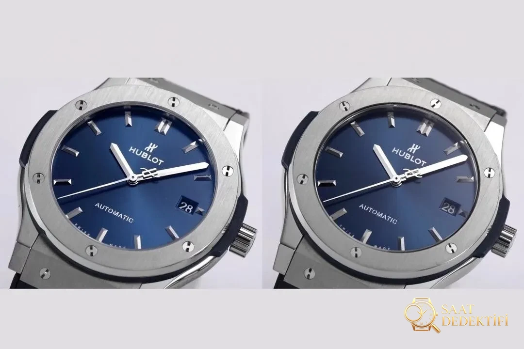 Gerçek-replika karşılaştırması: WWF Factory Hublot Classic Fusion serisi 511.NX.7170.LR 45 MM replika saat ile orijinalin karşılaştırmalı incelemesi - Klips Kilidi ve Lazer Damgalar