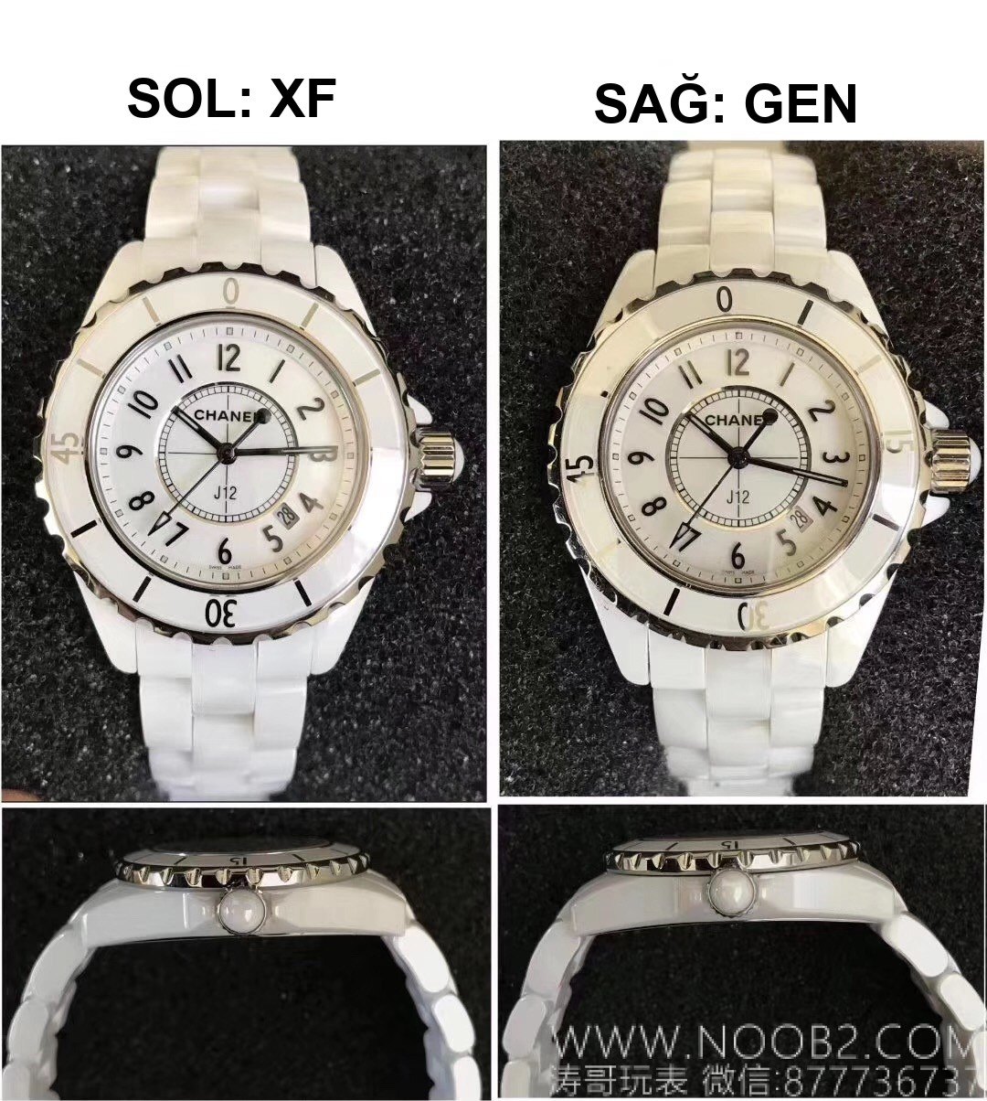 Gerçek-replika karşılaştırması: XF Chanel J12 siyah ve beyaz, orijinal İsviçre kuvars mekanizması ETA956 ile üretilen replika iyi mi? — 2. fotoğraf